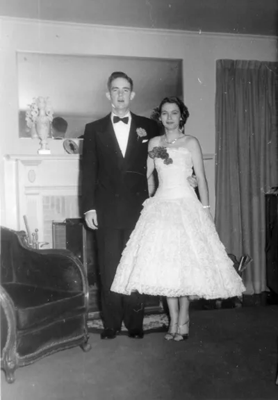 Bill and Barbara at Christmas, 1953