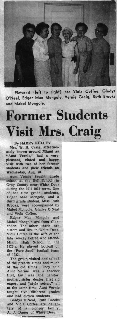 Former Students Visit Mrs. Craig — The Miami Chief, August 1975