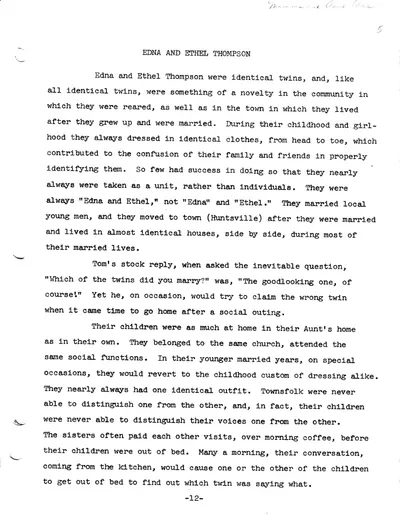 Edna and Ethel Thompson, the identical twins