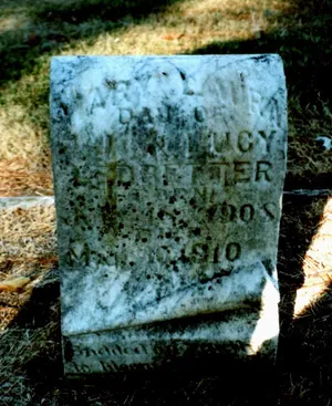 Headstone of Laura Ledbetter, daughter of J.J. and Lucy Ledbetter
